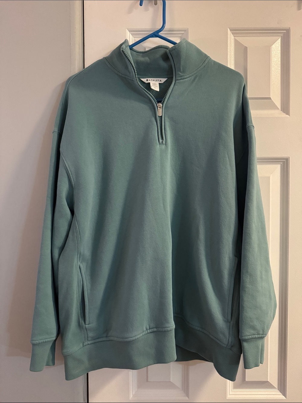 Athleta Sage Green Quarter-Zip Pullover Sweatshirt
